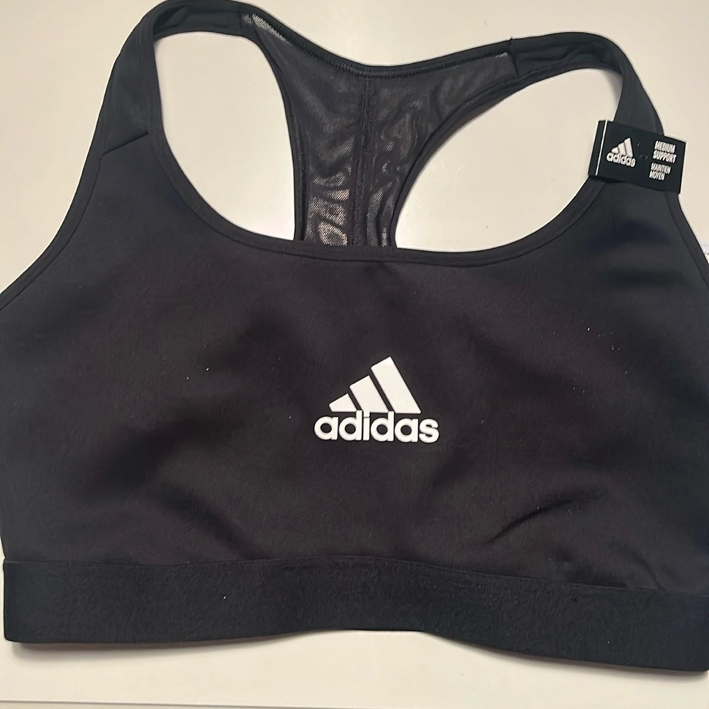 NWT Adidas black sports bra, medium support, size medium